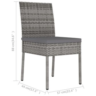 Tuinstoelen 2 st poly rattan grijs 6