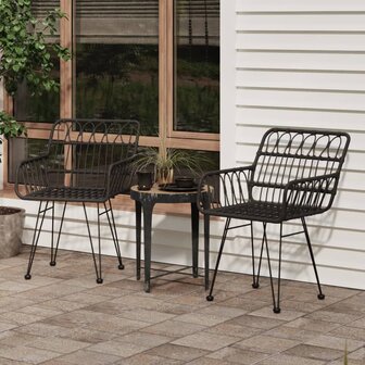 Tuinstoelen 2 st met armleuning 56x64x80 cm PE-rattan zwart 1