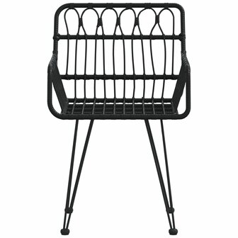 Tuinstoelen 2 st met armleuning 56x64x80 cm PE-rattan zwart 4