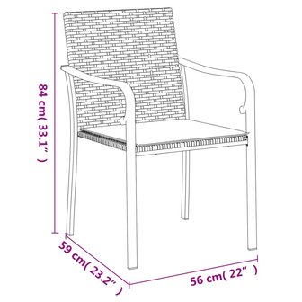 Tuinstoelen 2 st met kussens 56x59x84 cm poly rattan bruin 9