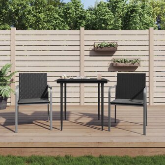 Tuinstoelen 2 st met kussens 56x59x84 cm poly rattan zwart 1