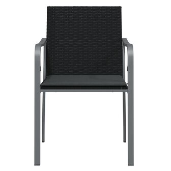 Tuinstoelen 2 st met kussens 56x59x84 cm poly rattan zwart 4