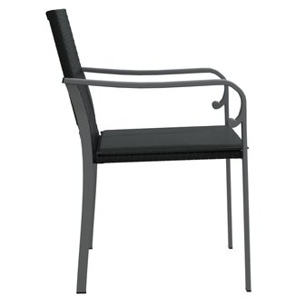 Tuinstoelen 2 st met kussens 56x59x84 cm poly rattan zwart 5