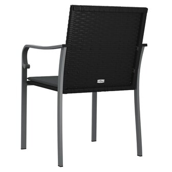 Tuinstoelen 2 st met kussens 56x59x84 cm poly rattan zwart 6