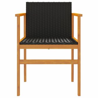 Tuinstoelen 2 st poly rattan en massief hout zwart 5