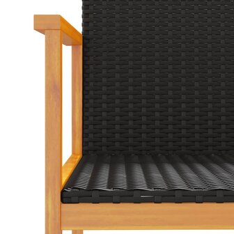 Tuinstoelen 2 st poly rattan en massief hout zwart 8