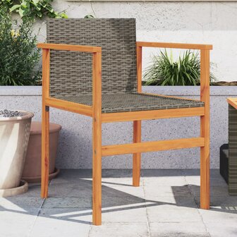 Tuinstoelen 2 st poly rattan en massief hout grijs 1