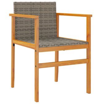 Tuinstoelen 2 st poly rattan en massief hout grijs 4