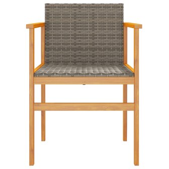 Tuinstoelen 2 st poly rattan en massief hout grijs 5