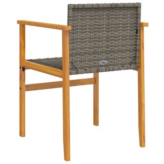 Tuinstoelen 2 st poly rattan en massief hout grijs 7