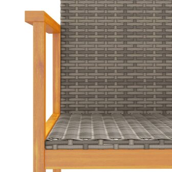 Tuinstoelen 2 st poly rattan en massief hout grijs 8