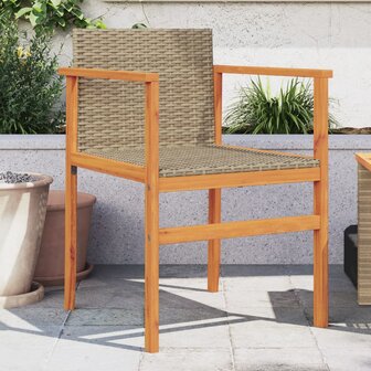 Tuinstoelen 2 st poly rattan en massief hout beige 1