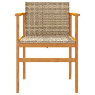 Tuinstoelen 2 st poly rattan en massief hout beige 5