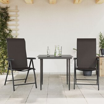 Tuinstoelen 2 st inklapbaar poly rattan zwarte koffiekleur 1
