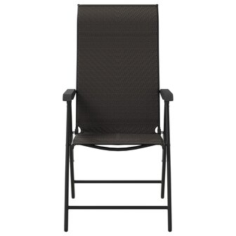Tuinstoelen 2 st inklapbaar poly rattan zwarte koffiekleur 5