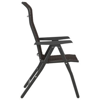 Tuinstoelen 2 st inklapbaar poly rattan zwarte koffiekleur 6