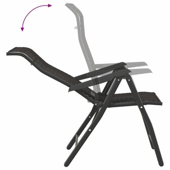 Tuinstoelen 2 st inklapbaar poly rattan zwarte koffiekleur 8