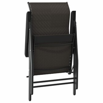 Tuinstoelen 2 st inklapbaar poly rattan zwarte koffiekleur 9