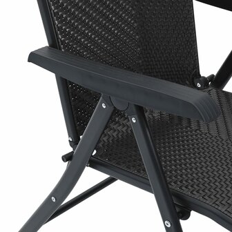 Tuinstoelen 2 st inklapbaar poly rattan zwarte koffiekleur 10