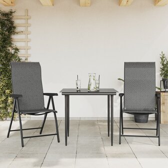 Tuinstoelen 2 st inklapbaar poly rattan grijs 1