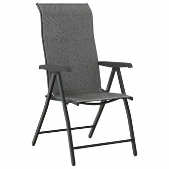 Tuinstoelen 2 st inklapbaar poly rattan grijs 4