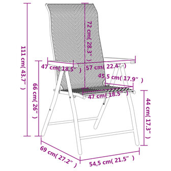 Tuinstoelen 2 st inklapbaar poly rattan grijs 11