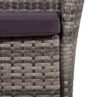 Tuinstoel en kruk met kussens poly rattan grijs 3