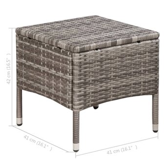 Tuinstoel en kruk met kussens poly rattan grijs 6