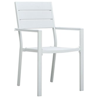 Tuinstoelen 4 st hout-look HDPE wit 2