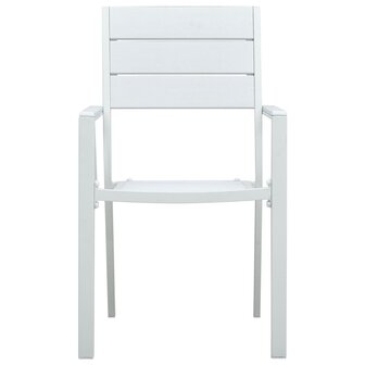 Tuinstoelen 4 st hout-look HDPE wit 3