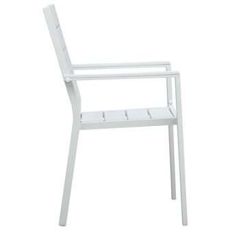 Tuinstoelen 4 st hout-look HDPE wit 4