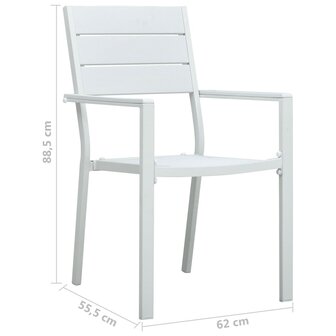 Tuinstoelen 4 st hout-look HDPE wit 9