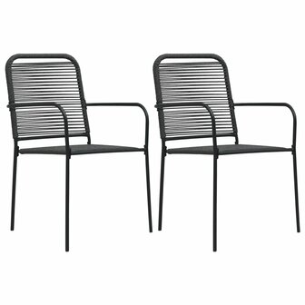 Tuinstoelen 2 st katoenen touw en staal zwart 1