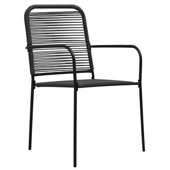 Tuinstoelen 2 st katoenen touw en staal zwart 2