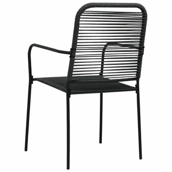 Tuinstoelen 2 st katoenen touw en staal zwart 5