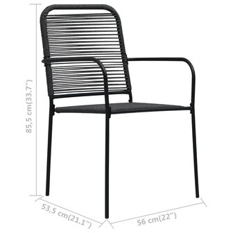 Tuinstoelen 2 st katoenen touw en staal zwart 7