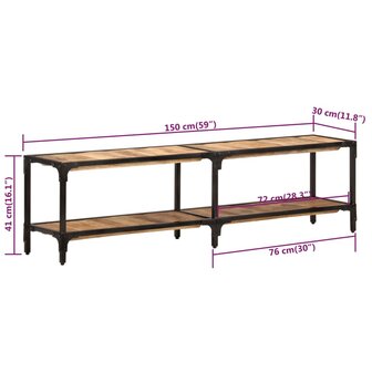 Tv-meubel 150x30x41 cm massief mangohout 7