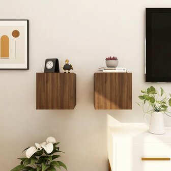 Tv-wandmeubelen 2 st 30,5x30x30 cm bruin eikenkleur 5