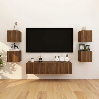 Tv-wandmeubelen 2 st 30,5x30x30 cm bruin eikenkleur 6