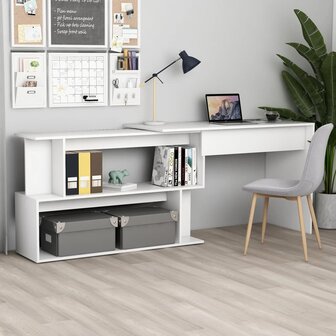 Hoekbureau 200x50x76 cm bewerkt hout wit 1