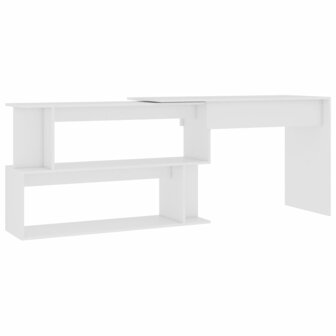 Hoekbureau 200x50x76 cm bewerkt hout wit 2