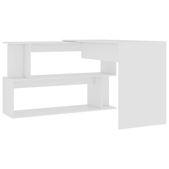 Hoekbureau 200x50x76 cm bewerkt hout wit 4