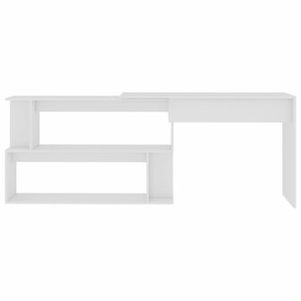 Hoekbureau 200x50x76 cm bewerkt hout wit 5