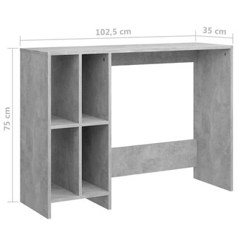 Bureau 102,5x35x75 cm bewerkt hout betongrijs 6