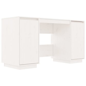 Bureau 140x50x75 cm massief grenenhout wit 2