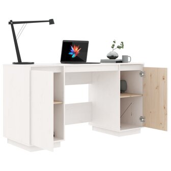 Bureau 140x50x75 cm massief grenenhout wit 4