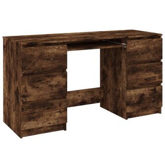 Bureau 140x50x77 cm bewerkt hout gerookt eikenkleurig 2