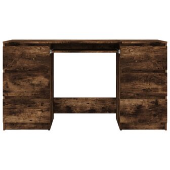 Bureau 140x50x77 cm bewerkt hout gerookt eikenkleurig 3