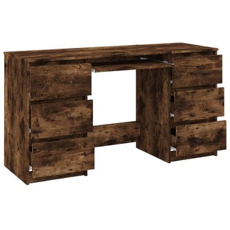 Bureau 140x50x77 cm bewerkt hout gerookt eikenkleurig 5
