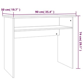 Bureau 90x50x74 cm bewerkt hout grijs sonoma eikenkleurig 7